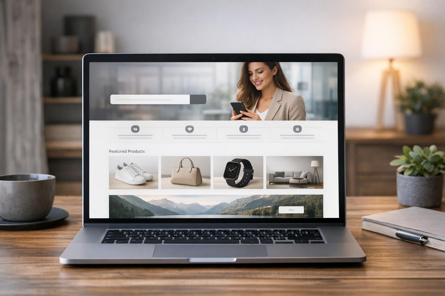 projekt strony internetowej na ekranie laptopa